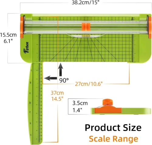 Miniatura 2 de Firbon Cortador de Papel A4 Verde Hierba de 12 Pulgadas Recortador de Papel Recto de Titanio con Regla Lateral para Scrapbooking, Manualidades