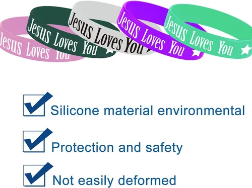 Miniatura 3 de Oringaga 36 pulseras de goma Jesús te ama, cristiano religioso Jesús te ama, suministros de fiesta, decoraciones, regalos, premio, bolsa de regalo
