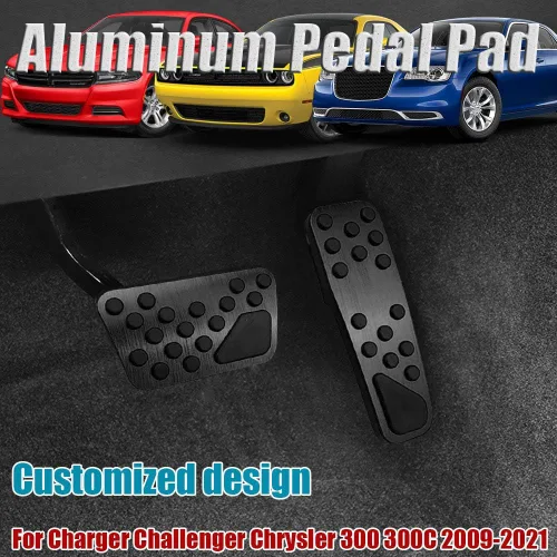 Miniatura 2 de LEXLEY 2 almohadillas antideslizantes de aluminio para pedal de freno de gas, cubiertas de pedal de acelerador sin perforación para Dodge 2009-2023