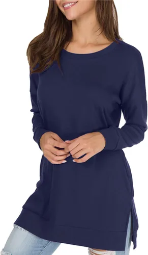 Miniatura 3 de levaca - Suéter largo otoñal casual para mujer de mangas largas abierto a los costados sin botones estilo túnica