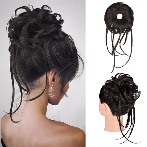 Miniatura 27 de HOOJIH Pieza de cabello estilo moño desordenado - Extensiones de cabello superlargas estilo moño rizado, envoltura de cabello ondulado, accesorio