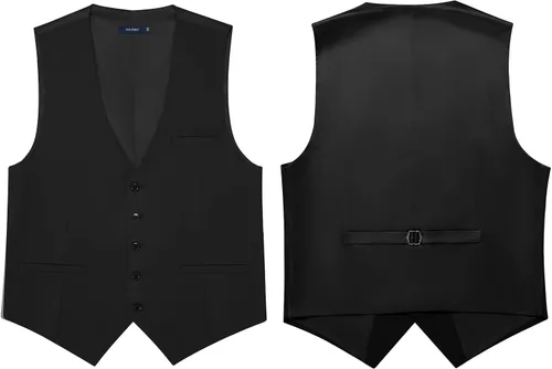 Miniatura 5 de FAIMO Suit Vest for Men Formal, Business Tuxedo Vest Bow Tie Pocket Square Set, Mens Dress Vest for Wedding(XS-4XL)