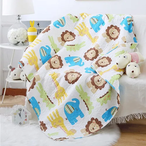 Miniatura 13 de ABREEZE Colcha de colcha para niños, niñas y niños, regalo de cama 100% algodón natural, 43 x 51 pulgadas, tren azul