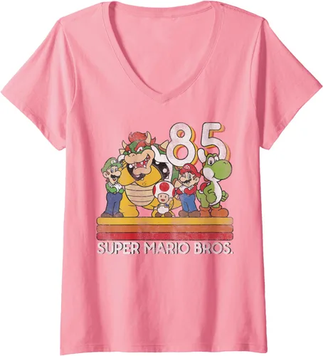 Miniatura 7 de Camiseta Nintendo Super Mario Retro con cuello en V para mujer