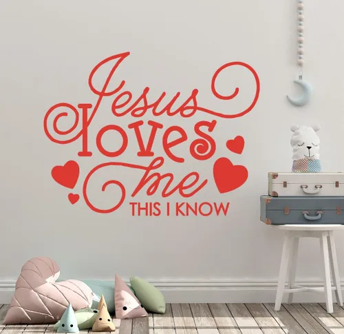 Miniatura 4 de 30 x 24 pulgadas Jesús me ama esto sé corazón lindo para la Biblia Tells Me So Song Niños calcomanía de pared mural arte decoración del hogar