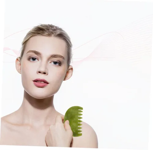 Miniatura 6 de Natural Jade Gua Sha peine cepillo para el cuidado de la salud antiestático del masaje del cuero cabelludo