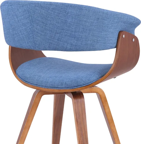 Miniatura 5 de Armen Living Silla de verano moderna de mediados de siglo en tela azul con acabado de madera de nogal - Juego de 2