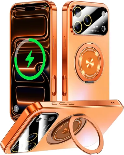 Funda para iPhone 17 Pro Max con soporte magnético giratorio [cubierta de cámara integrada] [compatible con MagSafe] Funda delgada de protección a