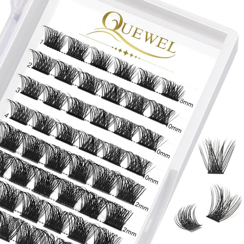 Miniatura 16 de QUEWEL Kit de extensión de pestañas DIY, racimos de pestañas 3D con 280 piezas, racimos de pestañas mixtas de 10-16 mm (30+40+50D), pinzas
