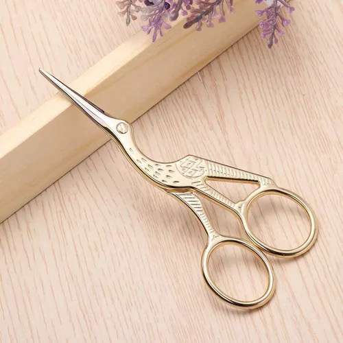 Miniatura 2 de Tijeras de coser con forma de cigüeña vintage, de acero inoxidable, tijeras de costura afiladas para bordado, manualidades, trabajo de arte y uso