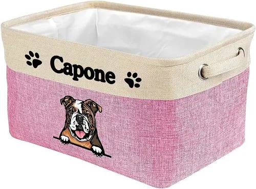 Miniatura 16 de Cesta de almacenamiento plegable personalizada con un bonito perro Bulldog inglés, plegable, de tela resistente, cubo de almacenamiento para Gris