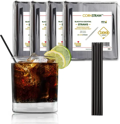 Miniatura 8 de Pajitas cortas de cóctel y agitadores de café de 5 pulgadas, ecológicas, sin plástico, de almidón de maíz, para whisky, cócteles, bebidas frías