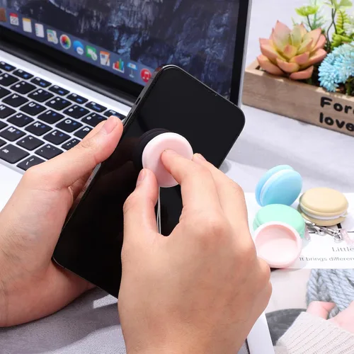Miniatura 7 de Macaron - Juego de limpiador de teléfono: cepillo suave portátil y paño de microfibra lavable para teléfono celular, tabletas, lentes, bonito diseño