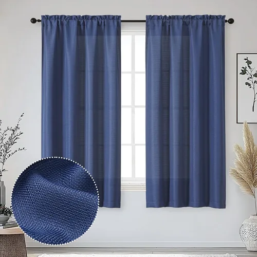 Miniatura 83 de OWENIE Bob Juego de 2 Paneles de Cortinas Negras de Cocina para Ventanas de 36 Pulgadas de Largo, Cortinas Cortas de Café con Textura de Lino