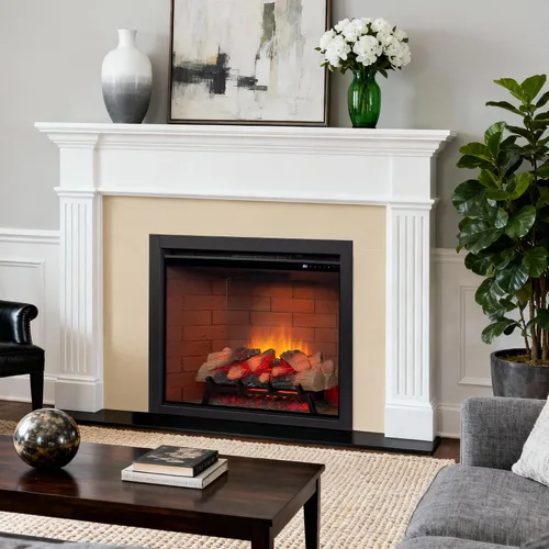 Miniatura 2 de Inserto de chimenea eléctrica con luz superior, opción de color de llama de 12 × 12 × 12 con sonido crepitante de fuego, 30 5/8 ″ W × 24 5/16 ″ H
