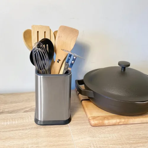 Miniatura 5 de Evelots Soporte para utensilios de cocina, acero inoxidable, organizador de herramientas de cocina para encimera, almacena 15 cucharas, espátulas
