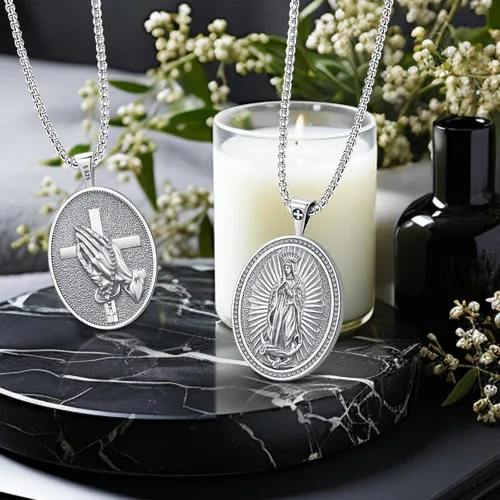 Miniatura 241 de Eusense Saint Necklace Sterling Silver 925 Protection Jewelry for Men Women Patron St Medals Amulet Pendant
