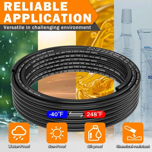 Miniatura 6 de CheeMuii 30 pies 1/4 línea de aire DOT 1/4" PA12 tubo neumático de nylon 9.1 metros 1/4 pulgada OD tubo de aire neumático tubo de línea de aire