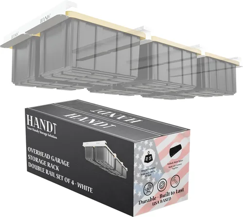 Miniatura 13 de Estante de almacenamiento de garaje con base en Estados Unidos, rieles de techo de metal resistente conectables, sistema de estantería de Negro