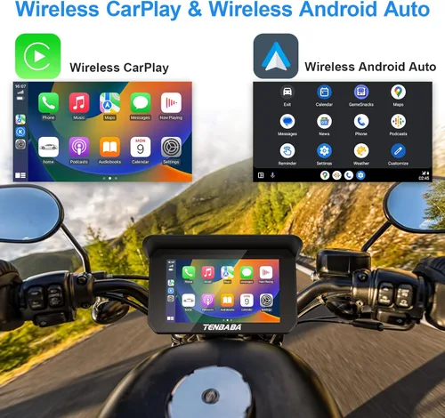 Miniatura 2 de Pantalla Carplay para motocicleta, inalámbrica Apple CarPlay y Android Auto de 5 pulgadas, navegación GPS para motocicleta, pantalla CarPlay