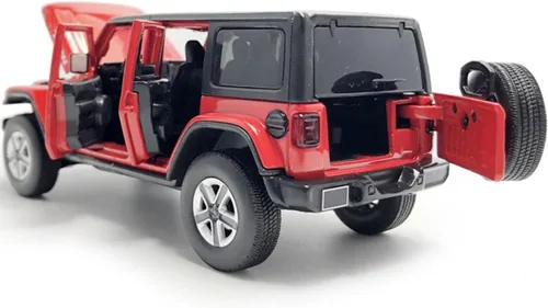 Miniatura 5 de Wrangler Sahara - Vehículo de juguete fundido a presión a presión de 4 puertas, vehículos de metal a escala 1/32, vehículos de metal fundido a Rojo