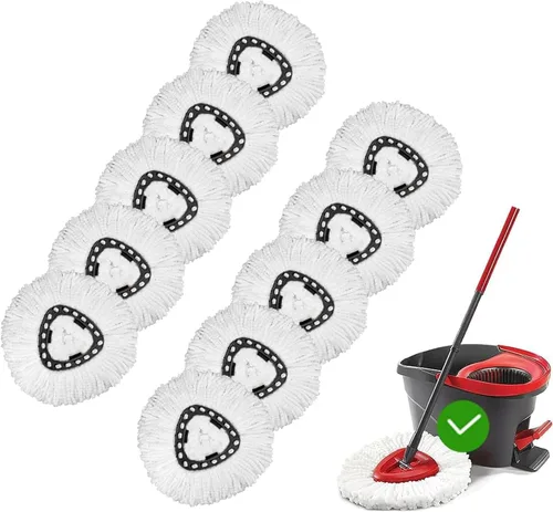 Miniatura 8 de Juego de 5 cabezales de repuesto para fregona giratoria, Cabezal de repuesto para fregona giratoria de limpieza profunda, lavable a máquina y fácil