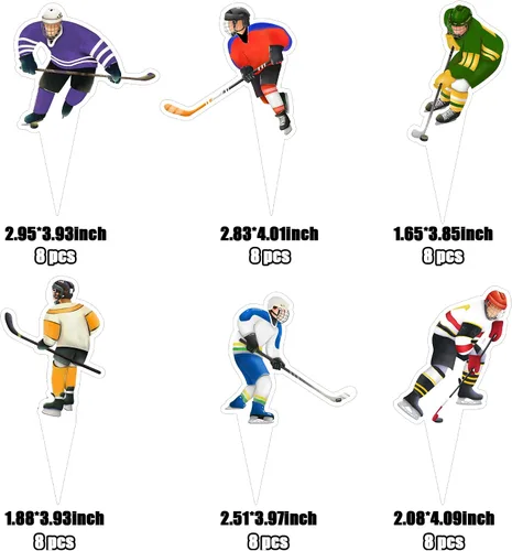 Miniatura 2 de 48 piezas de decoración de cupcakes de hockey para jugador de hockey sobre hielo para fiestas temáticas de hockey sobre hielo, fiestas temáticas