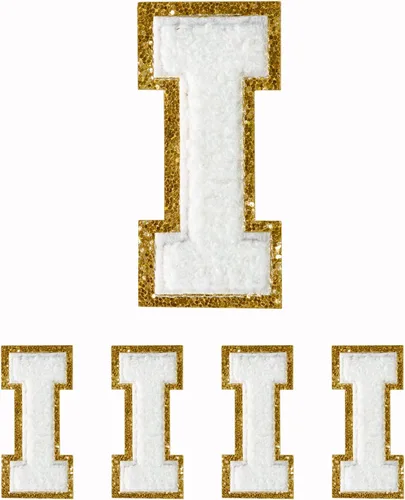 Miniatura 66 de 4 PCS Parches de Letras de Felpilla Negra, Letras Bordadas por Transferencia de Calor, Parches con Purpurina, Parches de Letras Universitarias