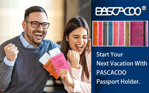 Miniatura 9 de Funda para pasaporte con bloqueo RFID de piel, organizador de documentos de viaje), 43237-2