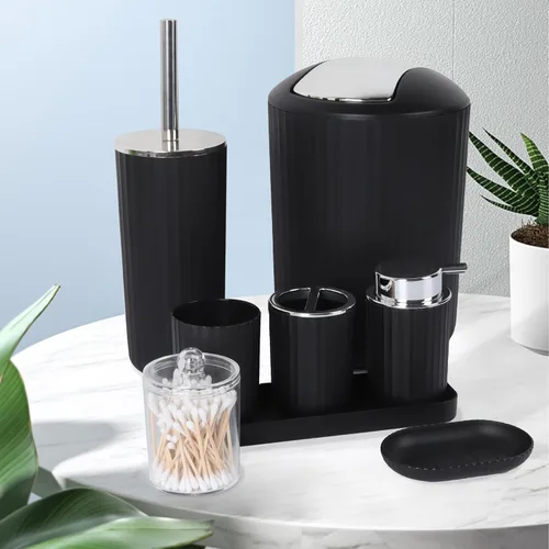 Miniatura 5 de FEILANDUO Juego de accesorios de baño completo, juego de 8 piezas de accesorios de baño con basura, dispensador de jabón, jabonera, taza