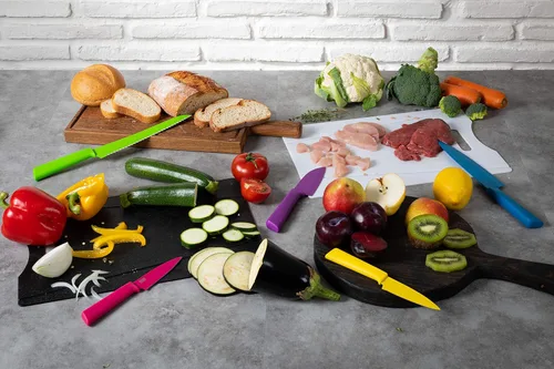 Miniatura 5 de Kuhn Rikon Color Plus Santoku - Cuchillo grande, color rojo