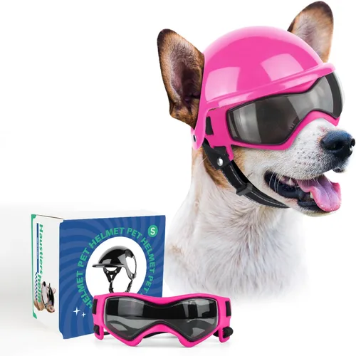 Miniatura 7 de Gafas para perros pequeños con casco, 2 lentes de sol para perros y casco de motocicleta para mascotas para razas pequeñas y medianas al aire libre