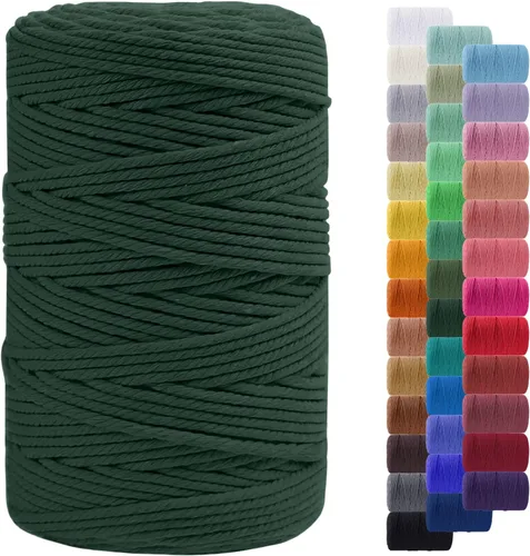 Miniatura 30 de Cuerda de macramé de 0.079 in para 219 yardas, cuerda de algodón natural para manualidades, hilo de cuerda de macramé de colores para colgar