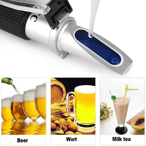 Miniatura 2 de Refractómetro de mosto de cerveza para cerveza casera, gravedad específica de doble escala 1.000-1.130 y Brix 0 ~ 32%, hidrómetro de refractómetro