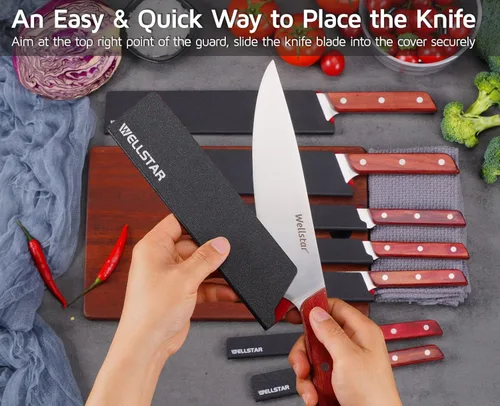 Miniatura 4 de WELLSTAR Juego de protectores de borde de cuchillo, 8 fundas universales de cuchilla, fundas protectoras de ABS sin BPA, forro de fieltro Juego