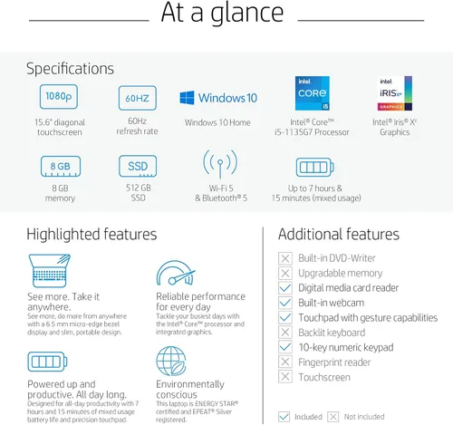 Miniatura 6 de HP Laptop 15 2021, pantalla IPS Full HD de 15.6 pulgadas, procesador Intel core i5-1135G7 de 11ª generación, 8 GB de RAM, almacenamiento SSD de 512