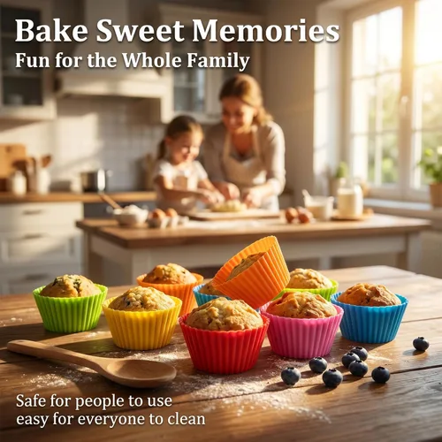 Miniatura 2 de RAINFLOW Paquete de 36 tazas de silicona para hornear cupcakes, reutilizables y antiadherentes, mini moldes de silicona para muffins, forros