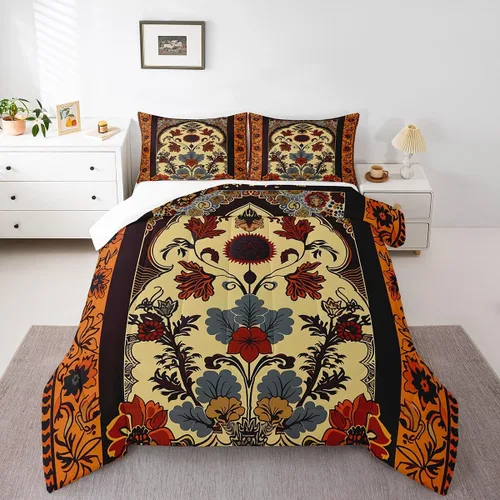 Miniatura 14 de Erosebridal - Juego de ropa de cama damascada negra para adultos, conjunto de edredón victoriano antiguo estilo barroco, tamaño queen, edredón Multi
