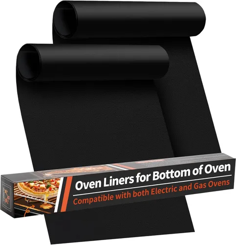 Revestimientos para horno para la parte inferior del horno - Paquete de 2 alfombrillas grandes de servicio pesado para horno, 17" x 25"