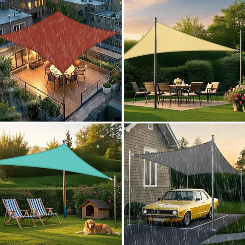 Miniatura 4 de Artpuch Toldo impermeable, 08 x 10 pies, color turquesa, rectangular, resistente a los rayos UV, tela de sombra con bordes curvos para patio al aire