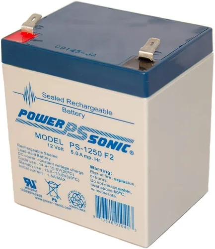 Miniatura 2 de Power-Sonic PS-1250F2 - Batería de plomo ácido sellada de 12 voltios/5 amperios con conector Fast-on de 0.250, un