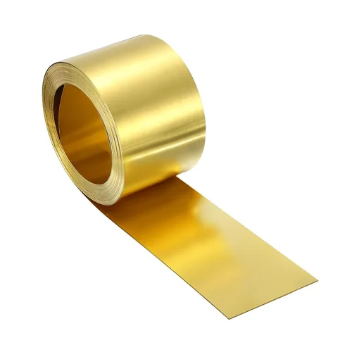 Miniatura 97 de uxcell Rollo de lámina de latón, 40 x 2 x 0.016 pulgadas, rollo de lámina de latón intermitente de metal para manualidades, reparaciones