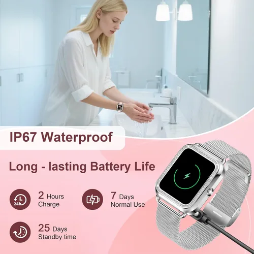 Miniatura 9 de Reloj inteligente, reloj inteligente HD de 1.59 pulgadas para mujer, contestar/hacer llamadas, reloj de seguimiento de actividad física para iPhone