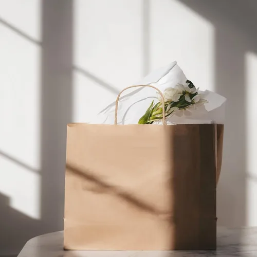 Miniatura 2 de PAICUIKE 50 piezas de bolsas de papel marrón con asas, grandes de 28 x 15 x 28 cm, bolsas de papel Kraft para compras y mercancía minorista, bolsas