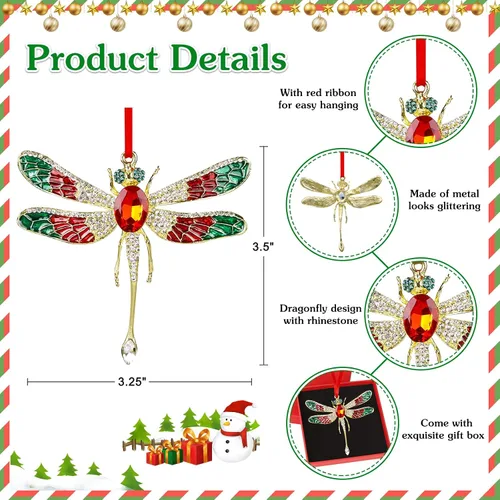 Miniatura 7 de WhatSign Adornos de Navidad de libélula 2025 – Adornos colgantes de metal para decoración de árbol de Navidad, regalos para niños, mujeres y niñas