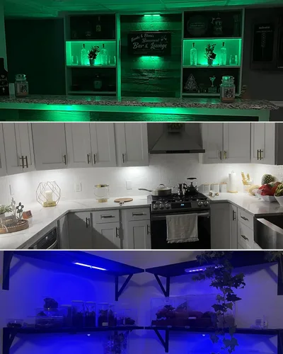 Miniatura 2 de SZOKLED Iluminación para debajo del gabinete, 48 luces LED inalámbricas recargables para debajo del gabinete, luces de encimera de cocina, luces RGB