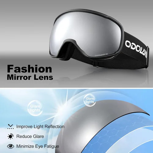 Miniatura 6 de Odoland Gafas de esquí de nieve S2 de doble lente antivaho OTG a prueba de viento UV400 para hombres, mujeres y jóvenes, esquí, snowboard Lente