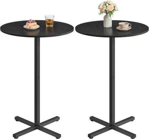 Miniatura 10 de VASAGLE EKHO Collection - Mesa de bar con almacenamiento, mesa redonda alta de pub, cuero sintético con costuras, moderna de mediados de siglo