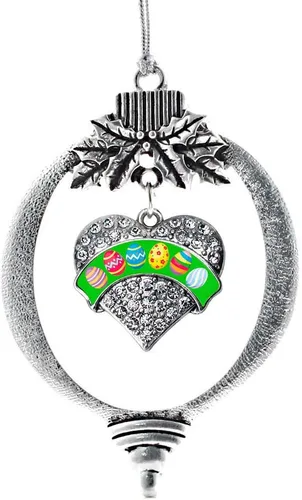Miniatura 105 de Inspired Silver - Red Merry - Adorno de Navidad plateado - Adorno de árbol de Navidad con dije de corazón con circonita cúbica - Decoración colgante