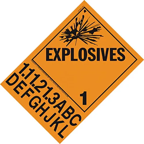 Division 1.1A-1.3L Cartel de explosivos, redactado por 25 unidades, vinilo autoadhesivo permanente de 10.75 x 14.875 pulgadas, cumple con los